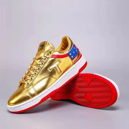 The Never Surrender Gold Low Top Sneakers - THE MAGA STORE