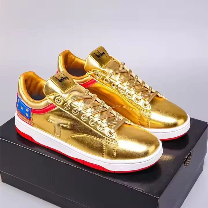 The Never Surrender Gold Low Top Sneakers - THE MAGA STORE