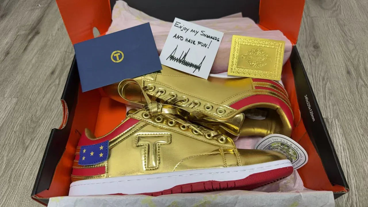 The Never Surrender Gold Low Top Sneakers - THE MAGA STORE